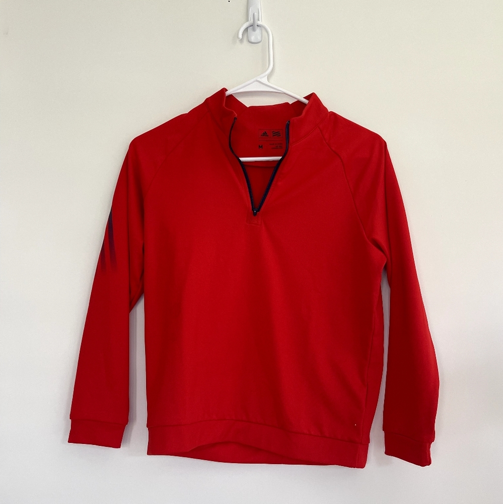 Adidas Girls Red Long Sleeve Quarter Zip-Up Jacket